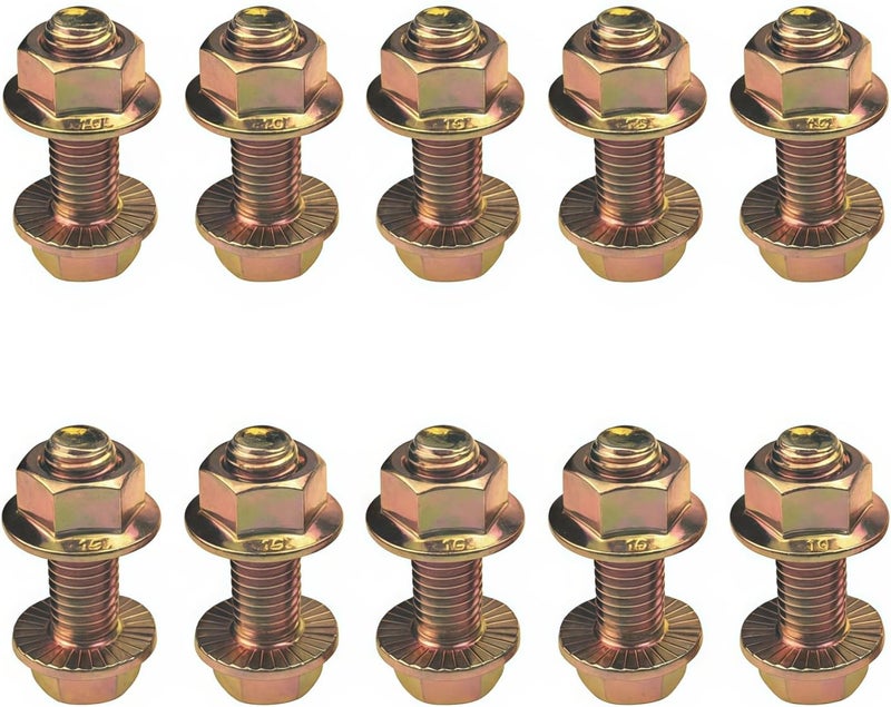 Anyhut طقم براغي فلانج M10 - 10 قطع - فولاذ كربوني عالي الجودة 10.9، مطلي بالزنك، بطول 30 مم - لإصلاح قاعدة المحرك، والدعامة، والشاسيه، ونظام التعليق - Image 1